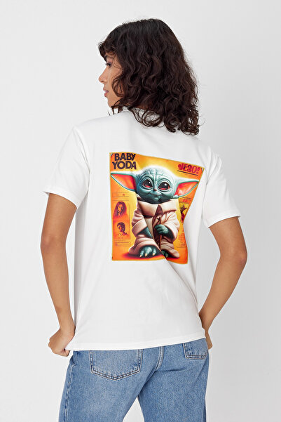 Butikgiz Μοτίβο τεχνητής νοημοσύνης - Μπλουζάκι με κανονική εφαρμογή 100% βαμβάκι με προσαρμοσμένη εκτύπωση (Baby Yoda)