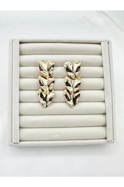 Jerie Gold Tattoo Plate Heart Long Earrings