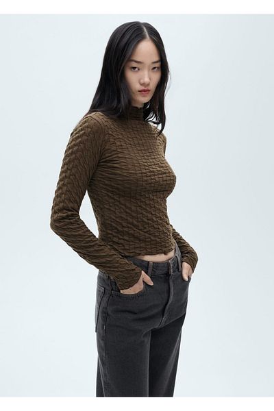 MANGO Woman Ruffle Long Sleeve T-Shirt