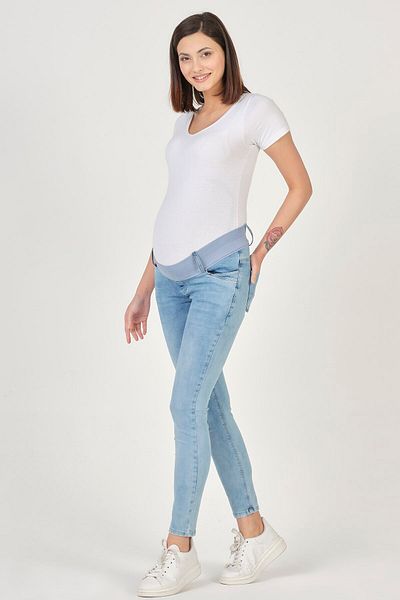 BUSA Blugi skinny cu susținere abdominală de maternitate, albastru