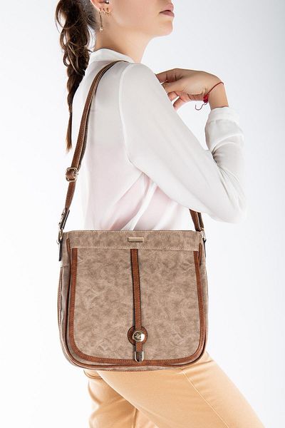 Dilimler Ayakkabı Skin 2 Compartment Covered Zippered Mink Tan Women's Shoulder Bag