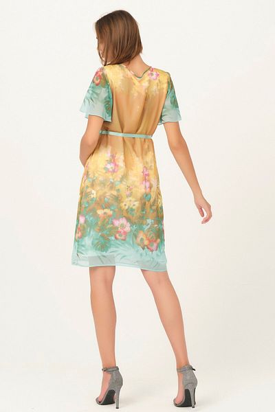 BUSA Rochie Mini Casual Maternitate Cu Motive Florale Verde Menta