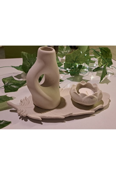 homedecorama Flora  Vazo ve Lotus Çiçeği 3 lü Takım