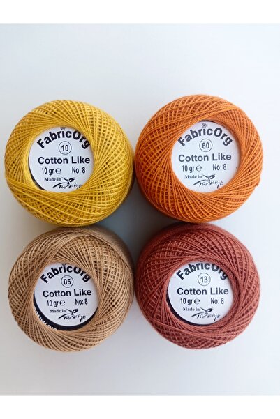 fabricorg مجموعة خيوط قطنية تشبه الإيتامين مكونة من 4 قطع (10 غرام رقم 8)