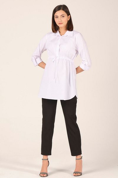 BUSA Maternity Elastic Waist Shirt White