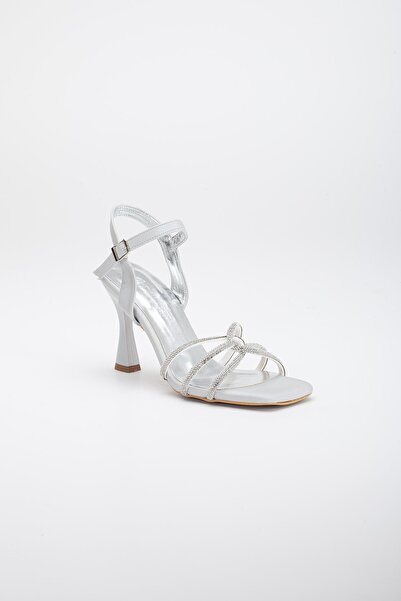 Dilimler Ayakkabı Pantofi de seară cu toc pentru femei, argintiu, satinat cu pietre