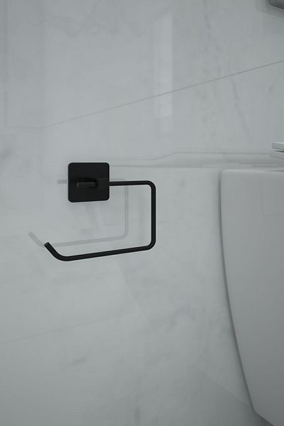 Alper Banyo Black Square Open Adhesive Toilet Paper - Hanger