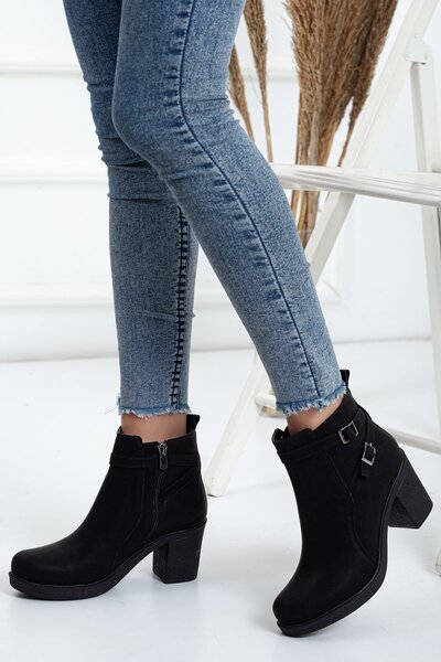 Dilimler Ayakkabı Πλατφόρμα Λαστιχένια Σόλα Μαύρα Γυναικεία Μποτάκια