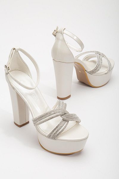 Dilimler Ayakkabı Pantofi de seară cu toc cu platformă și 40 mm din satin cu pietre