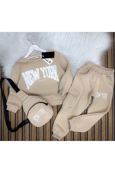 MİLANO KİDS Winter Cotton Tracksuit Set - Top and Bottom Set with 3 Thread Gift