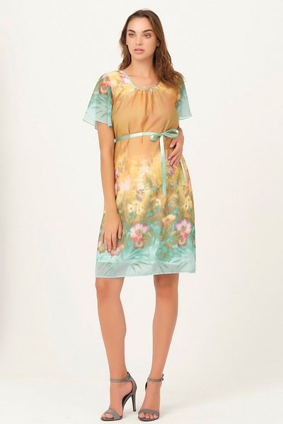 BUSA Rochie Mini Casual Maternitate Cu Motive Florale Verde Menta
