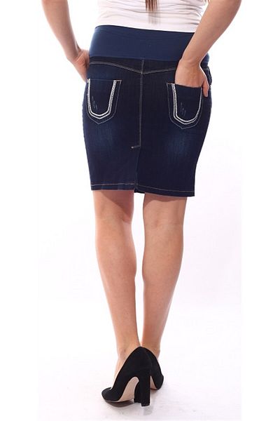BUSA Fustă Denim de Maternitate cu Buzunar La Spate Albastru