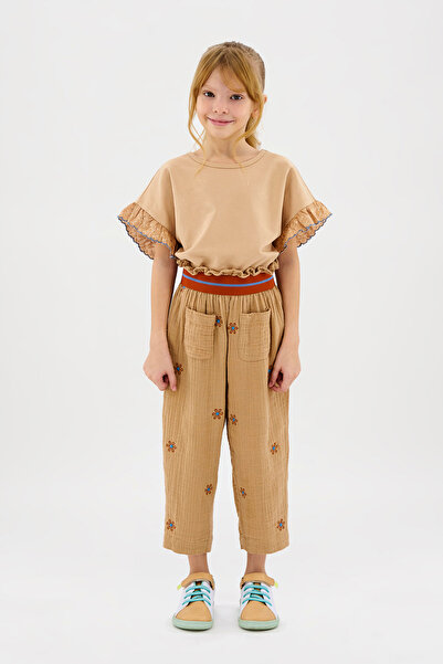 Panço T-ShirtwithLaceDetailatSleeveEnd