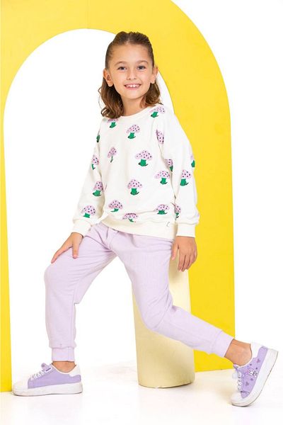 tunays shopping 2 Yarn Non-Raised Mushroom Printed Girl's Set