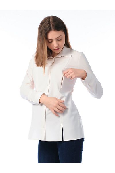 BUSA Breastfeeding Detailed Classic Shirt Ecru