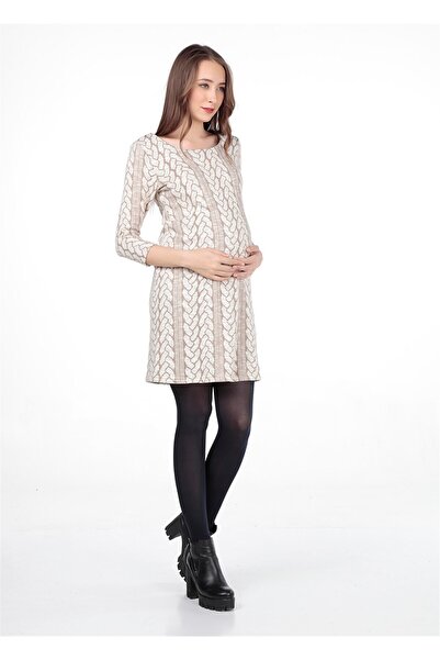 BUSA Καθημερινό φόρεμα εγκυμοσύνης Houndstooth με μοτίβο σανίδας καφέ