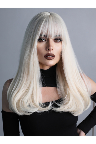 Fenomen Peruk Soğuk Sarı Perçemli Vip Saç Peruk