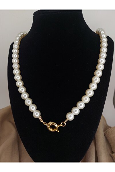 Romea قلادة ربع سنوية مرصعة باللؤلؤ مقاس 10 ملم