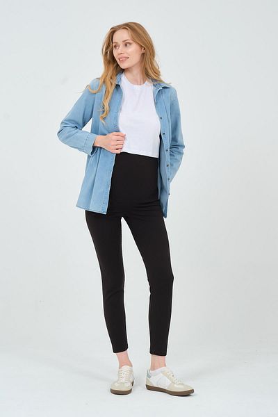 BUSA Long Sleeve Tinted Maternity Denim Shirt