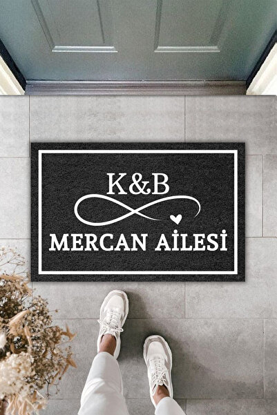 Dormot Home Modern Dijital Paspas - Siyah Kişiye Özel Baş Harf ve Soyisim - K...