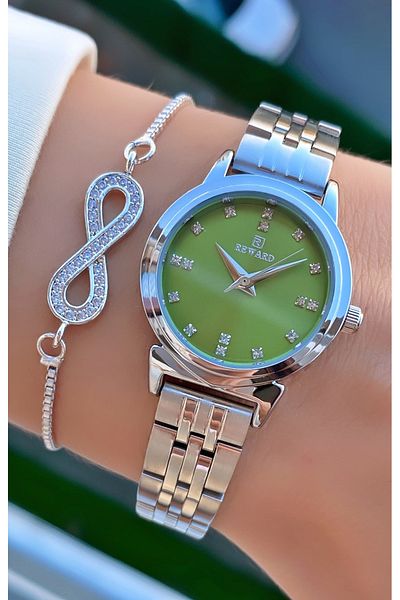 Reward Brand Silver Color Small Case Steel Cord Women's Wristwatch - with Bracelet Gift