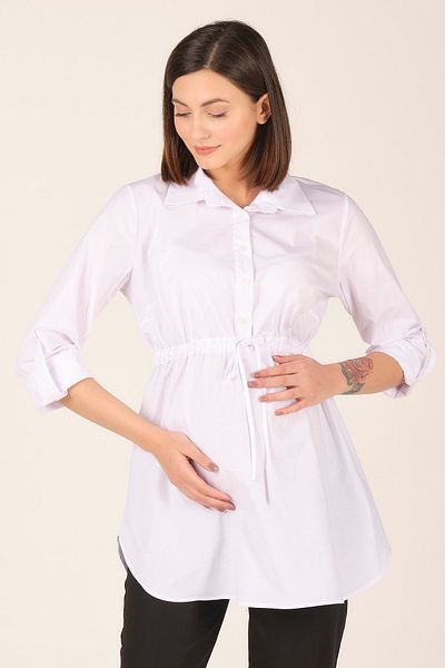 BUSA Maternity Elastic Waist Shirt White