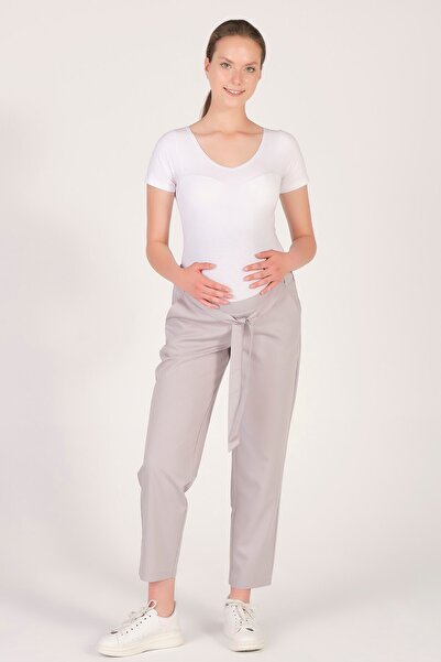 BUSA بنطلون للحوامل بخصر مطاطي وقصة كاروت، لون رمادي فاتح