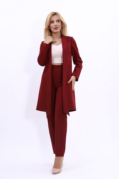 ÖNDER ÖZSOY Claret Red Japan Jacket and Pipe Leg Trousers Set