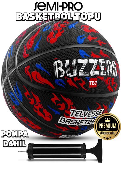 Ozsport TB-500 Buzzers - Μοτίβο γκράφιτι, Λαστιχένια μπάλα μπάσκετ με αντλία, ανάγλυφο βαθύ κανάλι 7 ΟΧΙ