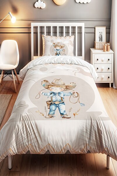 EVPANYA Sevimli Usta Çiftçi Desenli Tek Kişilik Bebek Çocuk Nevresim Seti