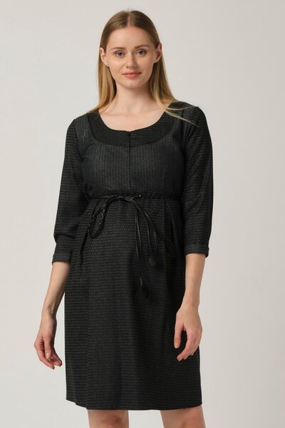 BUSA Maternity Front Zippered Belted Dress Green
