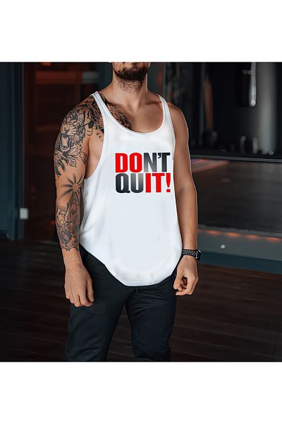 CDA White Sports Tank Top - Dont Quit Gym Tank Top