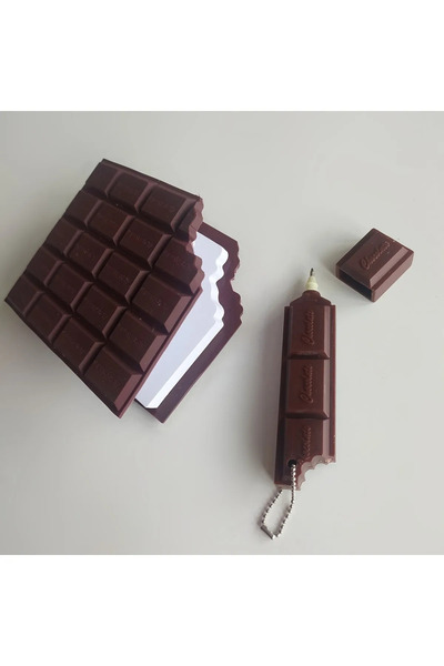 NaSaDAN Çikolata Kokulu Not Defteri Ve Çikolata Şekilli Tükenmez Kalem 2'li Set