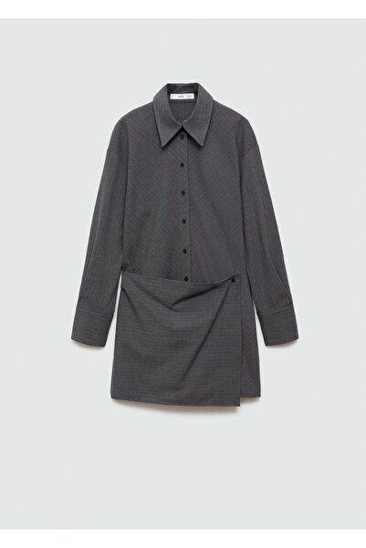 MANGO Woman İnce çizgili gömlek elbise