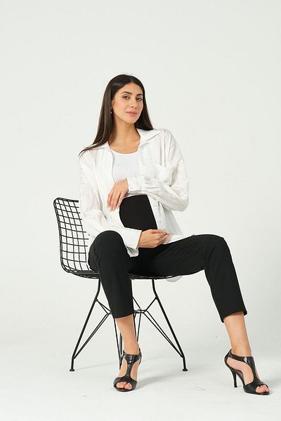 BUSA White Maternity Shirt - Front Pocket