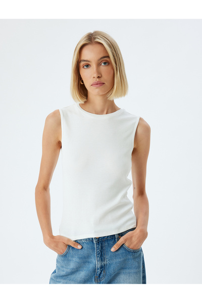 Koton Basic-Tanktop aus Viskose-Stoff mit Rundhalsausschnitt