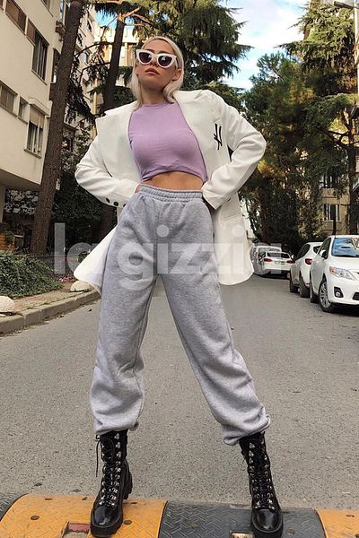 vladivosto Pijama Jogger oversize negru gri - Pantaloni de trening oversize cu 2 fire