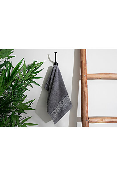 Home Sweet Home ŞAL DESEN BORDÜRLÜ HAVLU 30X50cm GRİ