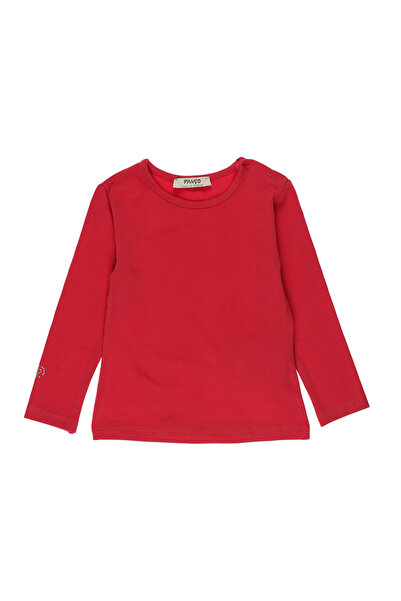 Panço Kız Bebek Bisiklet Yaka Kırmızı Tişört