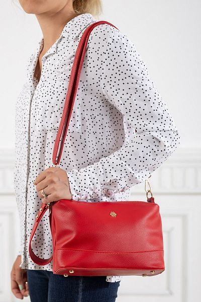 Dilimler Ayakkabı 4 Compartment Skin Red Women's Shoulder Bag