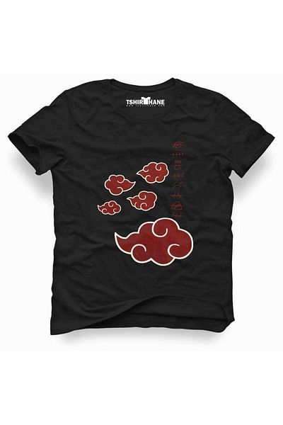 Tshirthane Ανδρικό μπλουζάκι Anime Naruto Akatsuki με στάμπα μαύρο