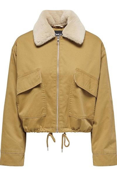 ONLY Onlvics Beige Canvas Parka Jacket - Otw 15325947