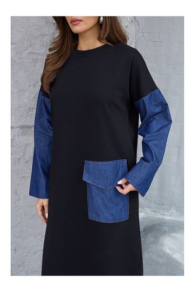 Elif Özbey Butik Rochie de bază lejeră cu buzunar Jean