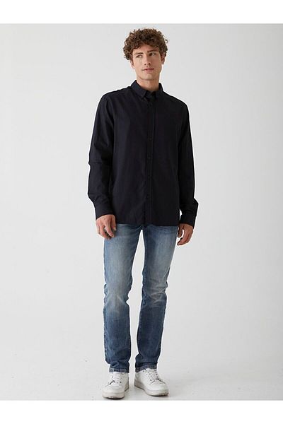 Ltb Black Textured Classic Collar Shirt