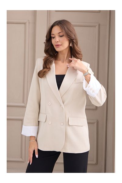 Elif Özbey Butik Stone Sleeve Cuffed Jacket