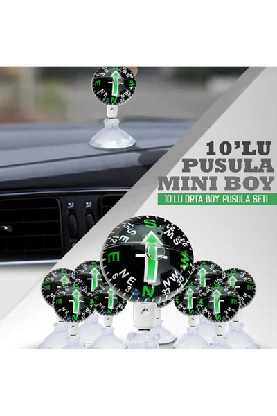 Genel Markalar 10'lu Mini Pusula - Vantuzlu Oto Mini Pusula(10 Adet) Etiketçi...