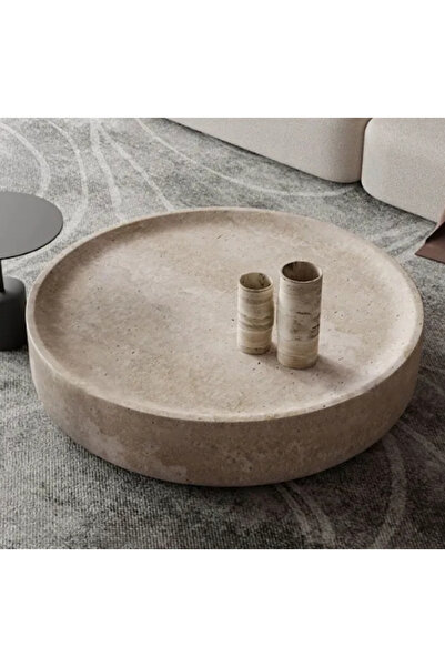 MIARIK DESIGN Traverten Yuvarlak Rourou Orta Sehpa