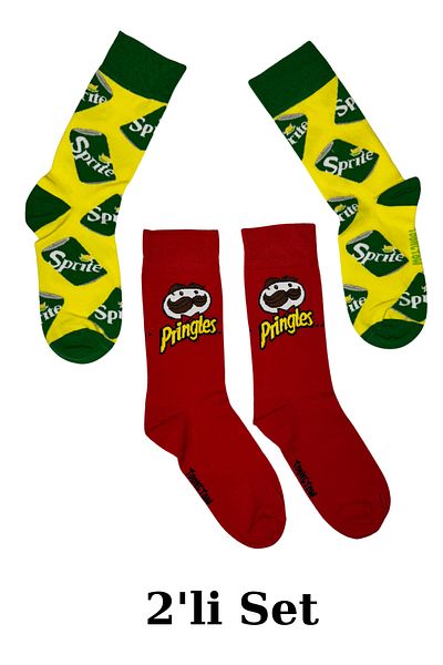 PJ & Me Комплект от 2 чифта шарени чорапи Sprite and Pringles