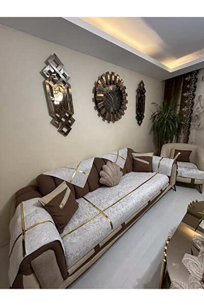 Tekstilsa Husă de canapea extensibilă din catifea de lux - modă nouă, culoare gri deschis, set 12 piese