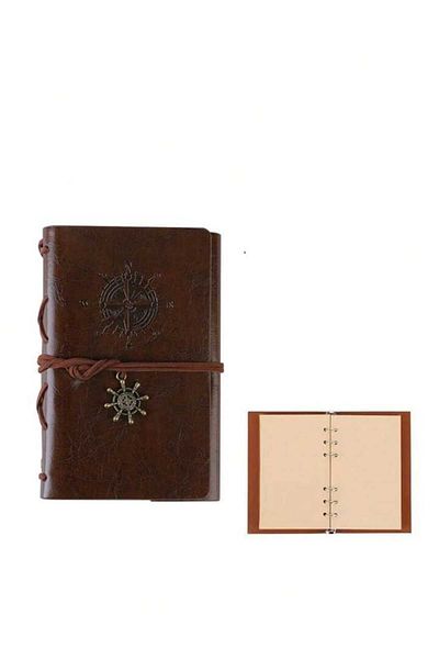 MRShopping كتاب MR Nautical الكلاسيكي بغطاء من جلد البولي يوريثان، قلادة ريترو، تصميم مخصص، جدول أعمال الهدايا